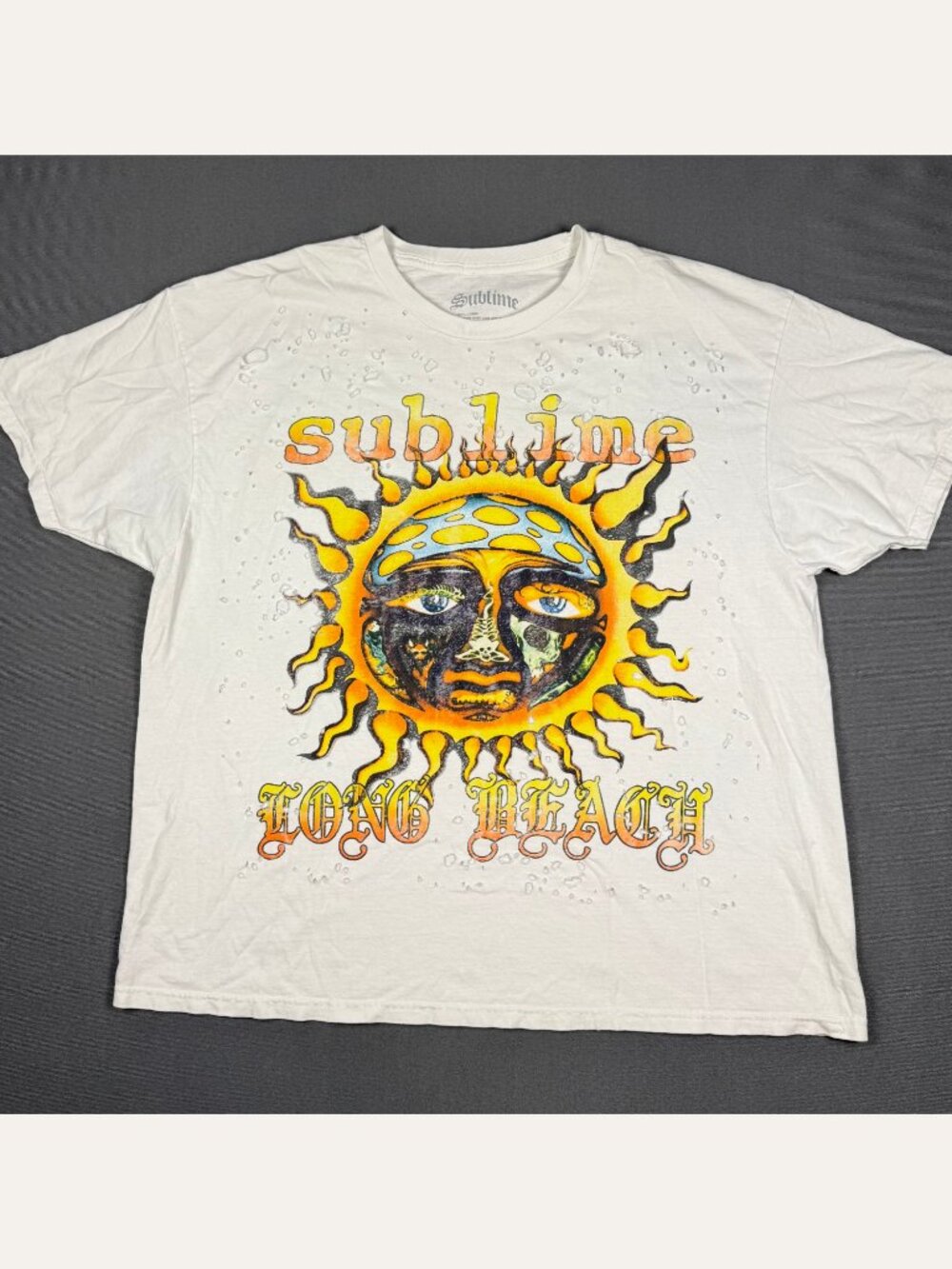 Sublime Long Beach Graphic T Shirt S/M Distressed Grunge Band Tee Sun Face